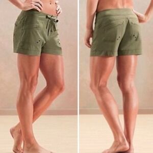 ATHLETA Olive Green Breeze Broad Hybrid Active Outdoor Hiking Swim Shorts Size 4